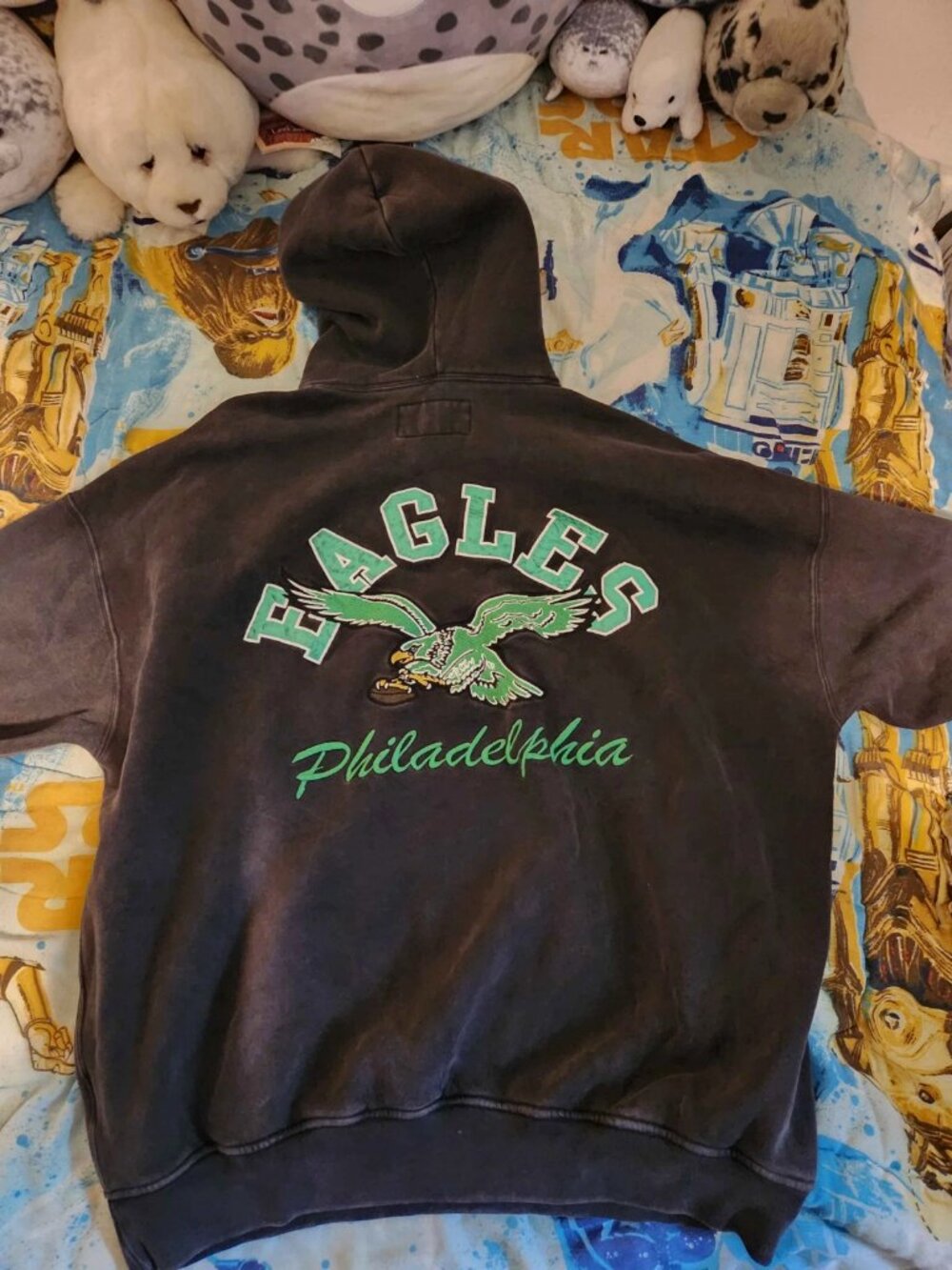NFL Abercrombie & Fitch Men’s Essential Popover Hoodie Eagles Sewn Large